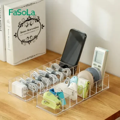 Simplist Fasola Cable Tidy Box – Desktop Data Cable Storage and Organiser Box