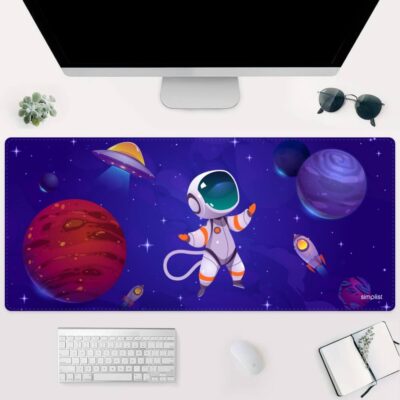 Simplist Gimars Large Printed Rubber Desk Mat – Space Design (90×40 CM) – Extended Non-slip Mousepad for Home and Office