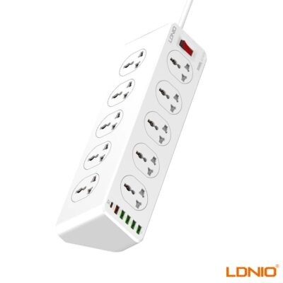 LDNIO SC10610 Fast Charging Power Strip with 10 Universal Outlets and 5USB + 1 USB C port – 2M Power Cord Extension Socket