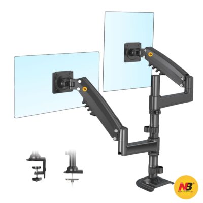 NB H180 Long Arm Heavy-Duty Dual Monitor Arm for 17-27″ Displays – Adjustable Gas Spring Mount with VESA Compatibility