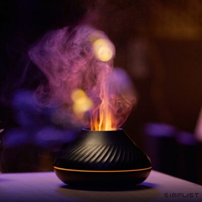 LavaFlame Aromatherapy Humidifier with Volcano Flame Effect, Essential Oil Diffusion, and Auto-Safety Features. 130ml