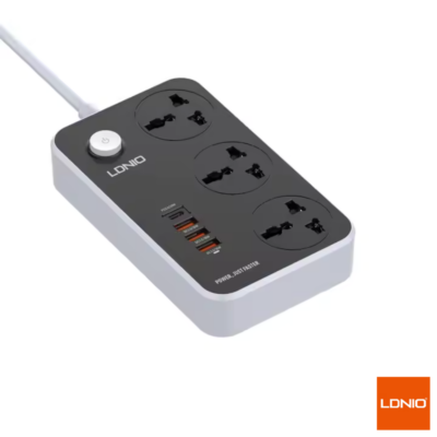 LDNIO SC3412 Power Strip – 3 Power sockets + 38W USB Outlets